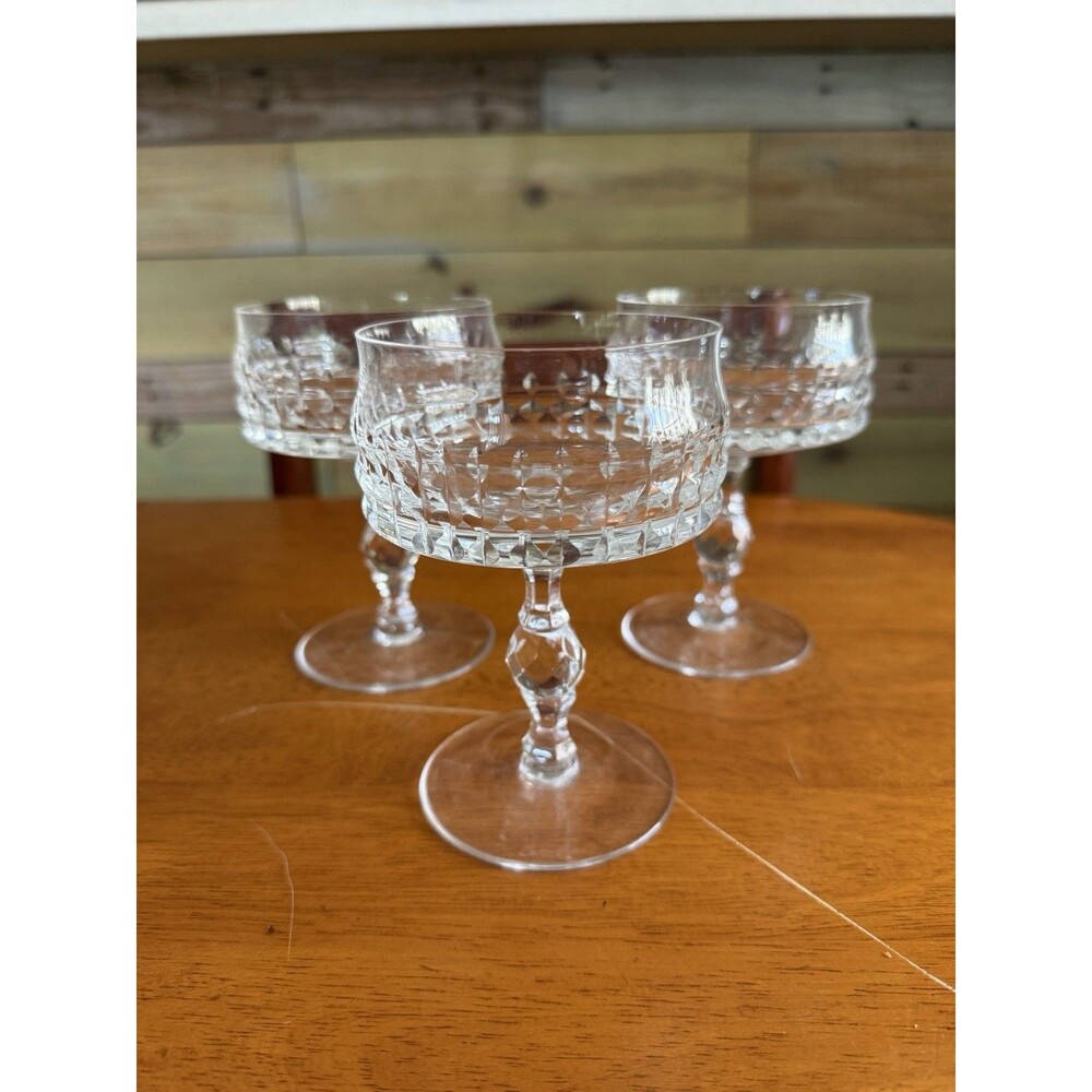 3 Rosenthal Holdfast Champagne Tall Sherbet Glass Studio Line Crystal MCM